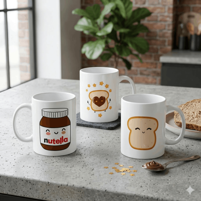 Nutella Temalı 3'lü Kupa Bardak