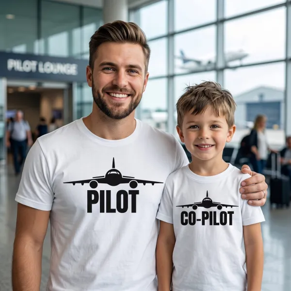 Pilot & Co-Pilot Baba Çocuk Kombin Tişörtü