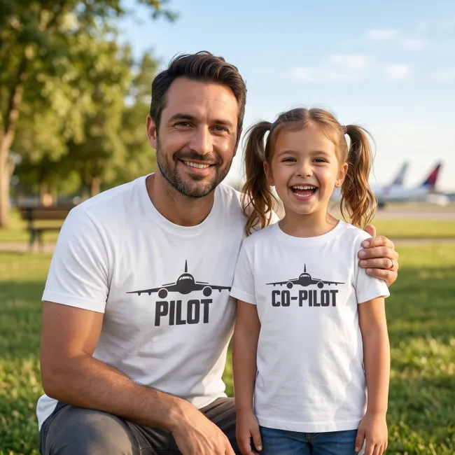 Pilot & Co-Pilot Baba Çocuk Kombin Tişörtü