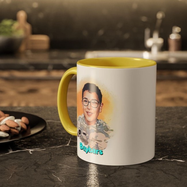 Yağlı Pastel Boya Karikatür Kupa Bardak