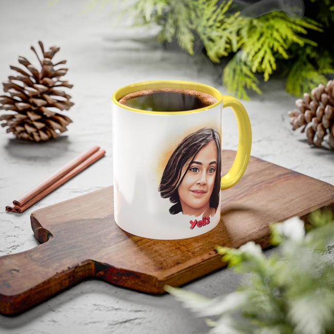 Yağlı Pastel Boya Karikatür Kupa Bardak