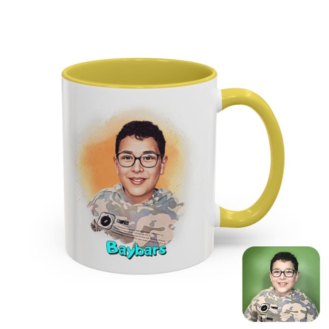 Yağlı Pastel Boya Karikatür Kupa Bardak